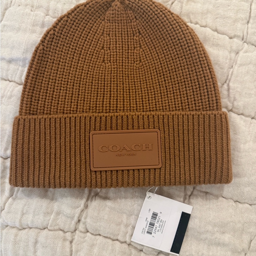 Coach Tan Knit Beanie